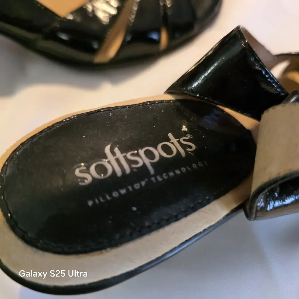Softspots Black‎ Leather Strappy Sandals 2
